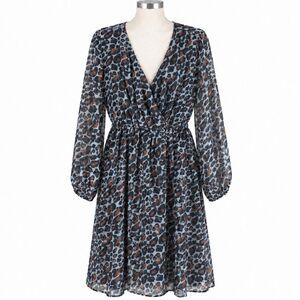 Marella Sport NWT Leopard Print Wrap Dress Size 8 Gray Brown Long Sleeve